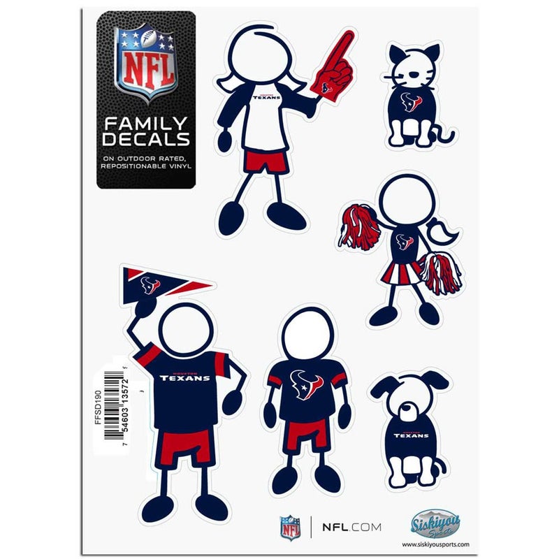 مجموعة ملصقات عائلية من متجر NFL Siskiyou Sports Fan Shop Houston Texans، مقاس صغير بلون الفريق